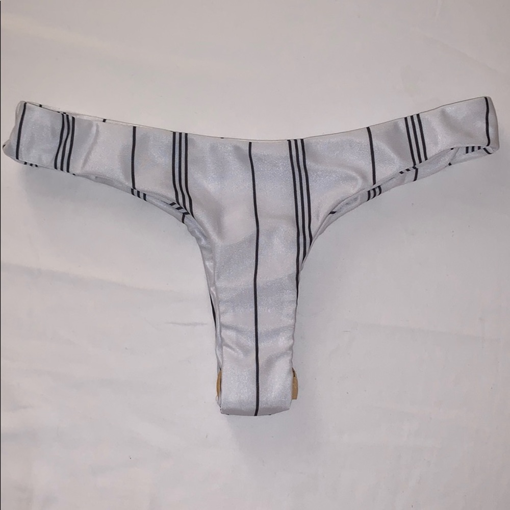 NWT white and black striped thong bikini bottom